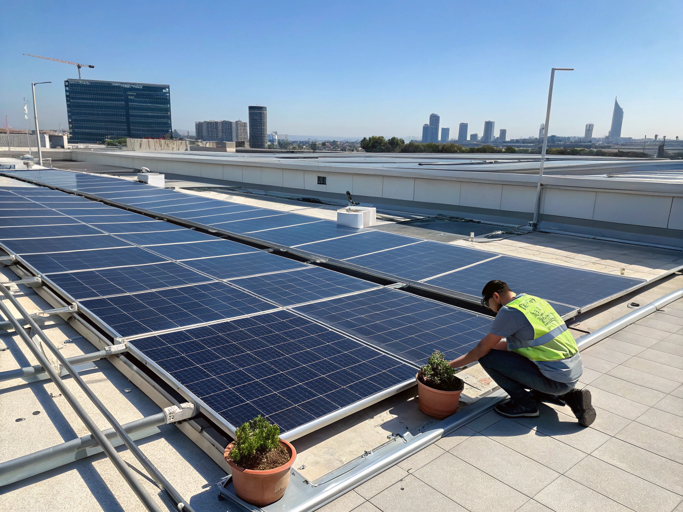 Solar panel array on roof